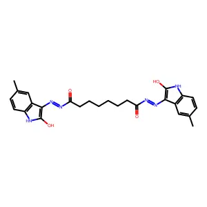 N'~1~,N'~8~-bis[(3Z)-5-methyl-2-oxo-1,2-dihydro-3H-indol-3-ylidene]octanedihydrazide structure