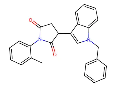 3-(1-benzyl-1H-indol-3-yl)-1-(2-methylphenyl)-2,5-pyrrolidinedione structure