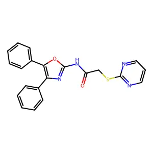 N-(4,5-diphenyl-1,3-oxazol-2-yl)-2-(pyrimidin-2-ylsulfanyl)acetamide structure
