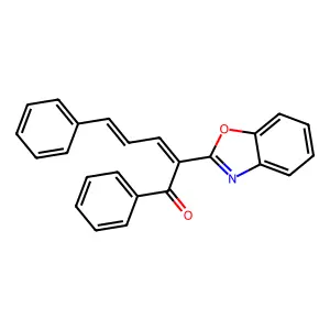 (2Z,4E)-2-(1,3-benzoxazol-2-yl)-1,5-diphenylpenta-2,4-dien-1-one structure