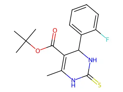 tert-butyl 4-(2-fluorophenyl)-6-methyl-2-sulfanylidene-3,4-dihydro-1H-pyrimidine-5-carboxylate structure