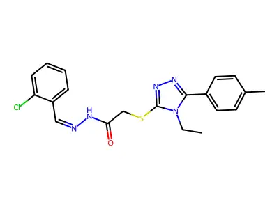 N-[(E)-(2-chlorophenyl)methylideneamino]-2-[[4-ethyl-5-(4-methylphenyl)-1,2,4-triazol-3-yl]sulfanyl]acetamide structure
