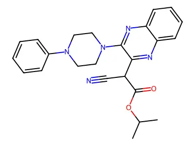 Propan-2-yl 2-cyano-2-[3-(4-phenylpiperazin-1-yl)quinoxalin-2-yl]acetate structure