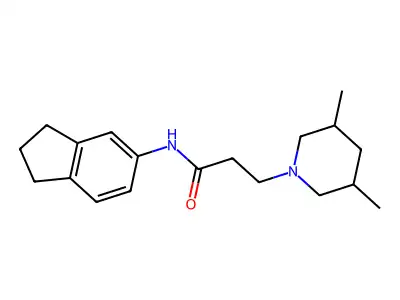 N-(2,3-dihydro-1H-inden-5-yl)-3-(3,5-dimethylpiperidin-1-yl)propanamide structure