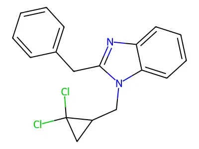 2-Benzyl-1-[(2,2-dichlorocyclopropyl)methyl]benzimidazole structure