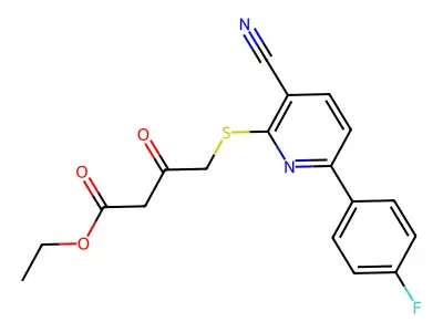 Ethyl 4-{[3-cyano-6-(4-fluorophenyl)pyridin-2-yl]sulfanyl}-3-oxobutanoate structure