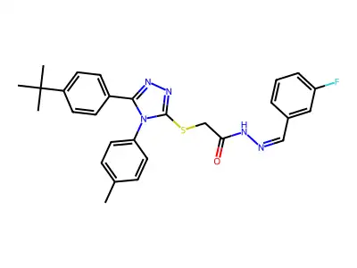 2-[[5-(4-tert-butylphenyl)-4-(4-methylphenyl)-1,2,4-triazol-3-yl]sulfanyl]-N-[(E)-(3-fluorophenyl)methylideneamino]acetamide structure