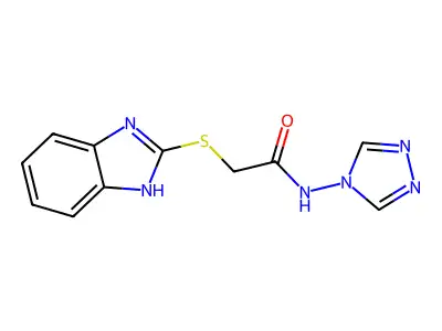 2-(1H-benzimidazol-2-ylsulfanyl)-N-(4H-1,2,4-triazol-4-yl)acetamide structure