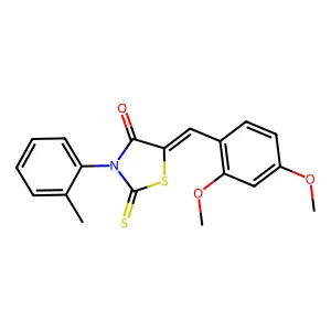 (5Z)-5-(2,4-dimethoxybenzylidene)-3-(2-methylphenyl)-2-thioxo-1,3-thiazolidin-4-one structure