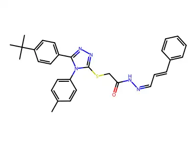 2-[[5-(4-tert-butylphenyl)-4-(4-methylphenyl)-1,2,4-triazol-3-yl]sulfanyl]-N-[(E)-[(E)-3-phenylprop-2-enylidene]amino]acetamide structure