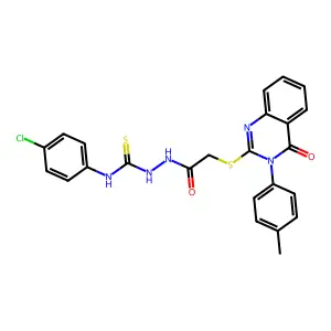 N-(4-chlorophenyl)-2-({[3-(4-methylphenyl)-4-oxo-3,4-dihydroquinazolin-2-yl]sulfanyl}acetyl)hydrazinecarbothioamide structure