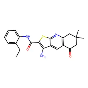 3-amino-N-(2-ethylphenyl)-7,7-dimethyl-5-oxo-5,6,7,8-tetrahydrothieno[2,3-b]quinoline-2-carboxamide structure