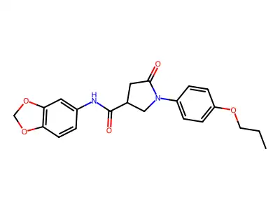 N-(1,3-benzodioxol-5-yl)-5-oxo-1-(4-propoxyphenyl)pyrrolidine-3-carboxamide structure