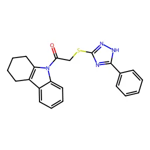 9-{[(5-phenyl-4H-1,2,4-triazol-3-yl)thio]acetyl}-2,3,4,9-tetrahydro-1H-carbazole structure