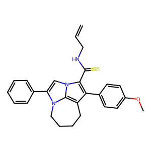 N-allyl-1-(4-methoxyphenyl)-4-phenyl-5,6,7,8-tetrahydro-2a,4a-diazacyclopenta[cd]azulene-2-carbothioamide structure