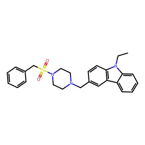 3-[(4-Benzylsulfonylpiperazin-1-yl)methyl]-9-ethylcarbazole structure