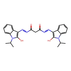 N'~1~-[(3E)-2-oxo-1-(propan-2-yl)-1,2-dihydro-3H-indol-3-ylidene]-N'~3~-[(3Z)-2-oxo-1-(propan-2-yl)-1,2-dihydro-3H-indol-3-ylidene]propanedihydrazide structure