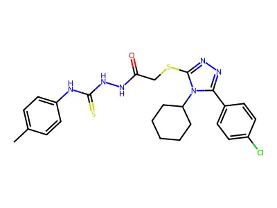 2-({[5-(4-chlorophenyl)-4-cyclohexyl-4H-1,2,4-triazol-3-yl]sulfanyl}acetyl)-N-(4-methylphenyl)hydrazinecarbothioamide structure