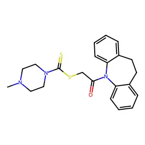 2-(10,11-dihydro-5H-dibenzo[b,f]azepin-5-yl)-2-oxoethyl 4-methylpiperazine-1-carbodithioate structure