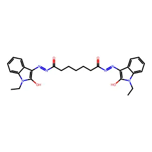 (N'1Z,N'7Z)-N'1,N'7-bis(1-ethyl-2-oxoindolin-3-ylidene)heptanedihydrazide structure