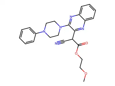 2-Methoxyethyl 2-cyano-2-[3-(4-phenylpiperazin-1-yl)quinoxalin-2-yl]acetate structure