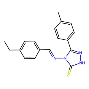 4-[(1Z)-2-(4-ethylphenyl)-1-azavinyl]-5-(4-methylphenyl)-1,2,4-triazole-3-thio l structure