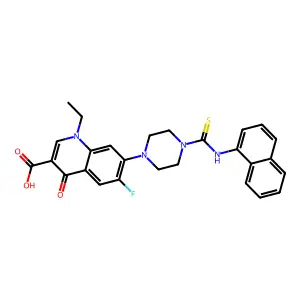 1-ethyl-6-fluoro-7-[4-(naphthalen-1-ylcarbamothioyl)piperazin-1-yl]-4-oxoquinoline-3-carboxylic acid structure