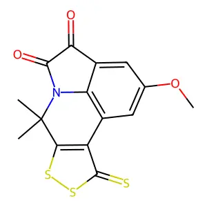 2-methoxy-7,7-dimethyl-10-thioxo-7,10-dihydro[1,2]dithiolo[3,4-c]pyrrolo[3,2,1-ij]quinoline-4,5-dione structure