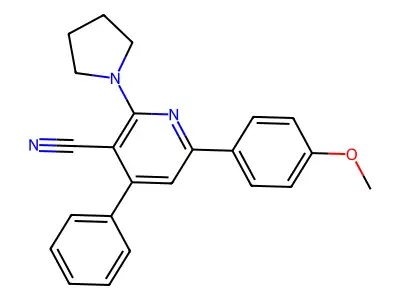 3-Pyridinecarbonitrile, 6-(4-methoxyphenyl)-4-phenyl-2-(1-pyrrolidinyl)- structure