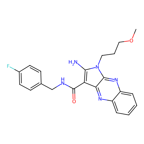 2-amino-N-(4-fluorobenzyl)-1-(3-methoxypropyl)-1H-pyrrolo[2,3-b]quinoxaline-3-carboxamide structure