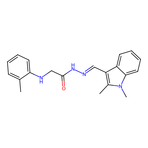 (E)-N'-((1,2-dimethyl-1H-indol-3-yl)methylene)-2-(o-tolylamino)acetohydrazide structure