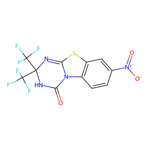 8-Nitro-2,2-bis(trifluoromethyl)-2,3-dihydro-4H-[1,3,5]triazino[2,1-b][1,3]benzothiazol-4-one structure
