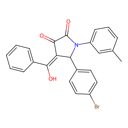 (4E)-5-(4-bromophenyl)-4-[hydroxy(phenyl)methylidene]-1-(3-methylphenyl)pyrrolidine-2,3-dione structure