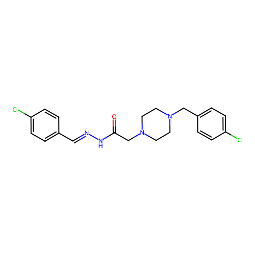(E)-2-(4-(4-chlorobenzyl)piperazin-1-yl)-N'-(4-chlorobenzylidene)acetohydrazide structure