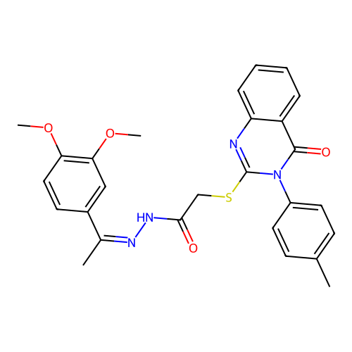 (Z)-N'-(1-(3,4-dimethoxyphenyl)ethylidene)-2-((4-oxo-3-(p-tolyl)-3,4-dihydroquinazolin-2-yl)thio)acetohydrazide structure