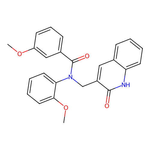 3-methoxy-N-(2-methoxyphenyl)-N-[(2-oxo-1H-quinolin-3-yl)methyl]benzamide structure