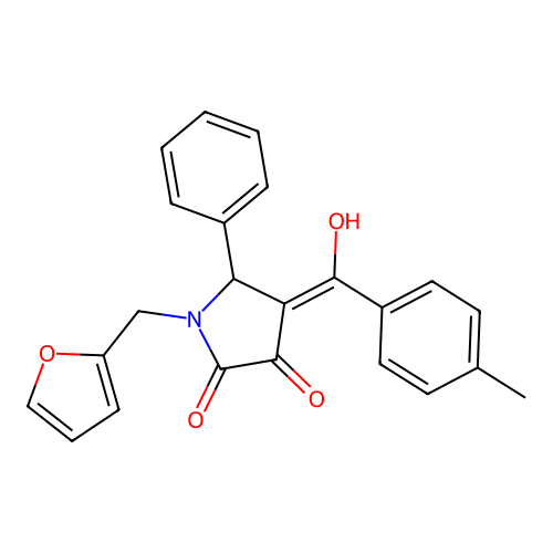 (4E)-1-(furan-2-ylmethyl)-4-[hydroxy(4-methylphenyl)methylidene]-5-phenylpyrrolidine-2,3-dione structure