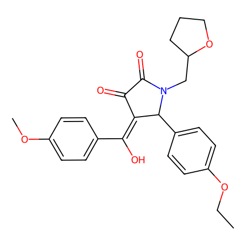 (4E)-5-(4-ethoxyphenyl)-4-[hydroxy(4-methoxyphenyl)methylidene]-1-(tetrahydrofuran-2-ylmethyl)pyrrolidine-2,3-dione structure
