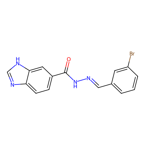 N'-[(E)-(3-bromophenyl)methylidene]-1H-benzimidazole-5-carbohydrazide structure