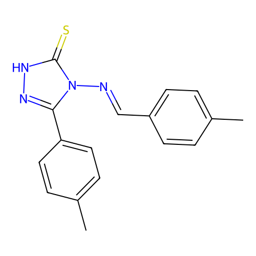 (E)-4-((4-methylbenzylidene)amino)-5-(p-tolyl)-4H-1,2,4-triazole-3-thiol structure