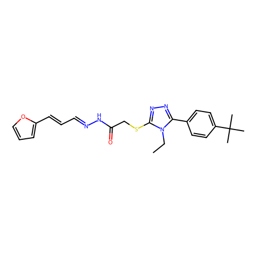 2-{[5-(4-tert-butylphenyl)-4-ethyl-4H-1,2,4-triazol-3-yl]sulfanyl}-N'-[(1E,2E)-3-(furan-2-yl)prop-2-en-1-ylidene]acetohydrazide structure