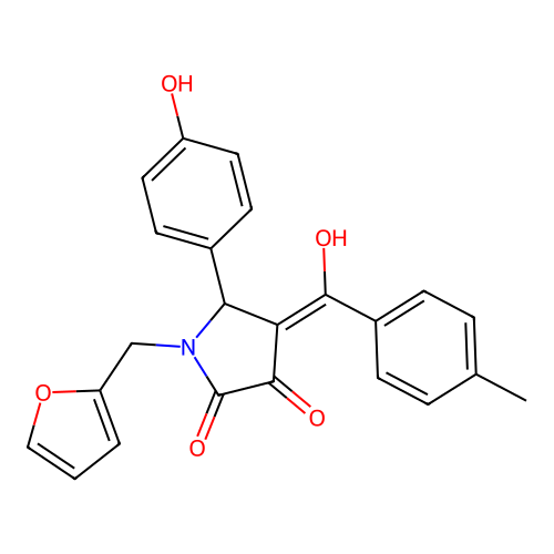 (4E)-1-(furan-2-ylmethyl)-4-[hydroxy(4-methylphenyl)methylidene]-5-(4-hydroxyphenyl)pyrrolidine-2,3-dione structure
