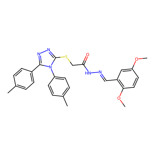 2-{[4,5-bis(4-methylphenyl)-4H-1,2,4-triazol-3-yl]sulfanyl}-N'-[(E)-(2,5-dimethoxyphenyl)methylidene]acetohydrazide structure