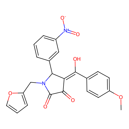 (4E)-1-(furan-2-ylmethyl)-4-[hydroxy(4-methoxyphenyl)methylidene]-5-(3-nitrophenyl)pyrrolidine-2,3-dione structure
