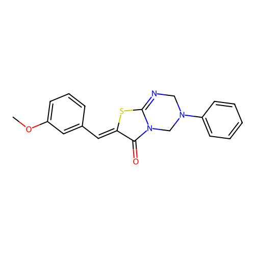 (Z)-7-(3-methoxybenzylidene)-3-phenyl-3,4-dihydro-2H-thiazolo[3,2-a][1,3,5]triazin-6(7H)-one structure