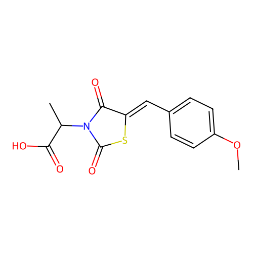 (Z)-2-(5-(4-methoxybenzylidene)-2,4-dioxothiazolidin-3-yl)propanoic acid structure