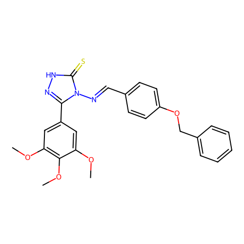 (E)-4-((4-(benzyloxy)benzylidene)amino)-5-(3,4,5-trimethoxyphenyl)-4H-1,2,4-triazole-3-thiol structure