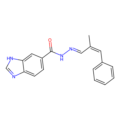(E)-N'-((Z)-2-methyl-3-phenylallylidene)-1H-benzo[d]imidazole-6-carbohydrazide structure