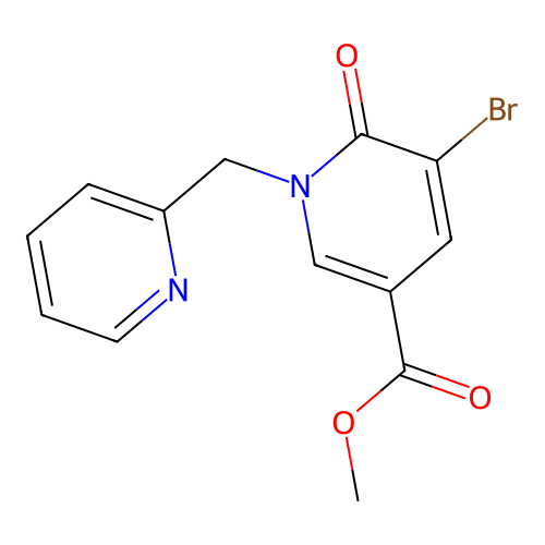 Methyl 5-bromo-6-oxo-1-(pyridin-2-ylmethyl)-1,6-dihydropyridine-3-carboxylate structure
