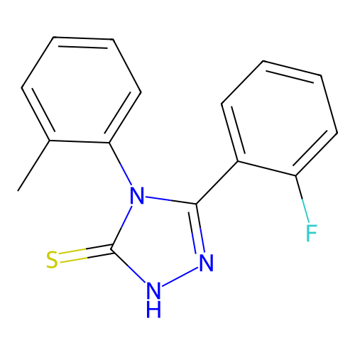 5-(2-fluorophenyl)-4-(2-methylphenyl)-2,4-dihydro-3H-1,2,4-triazole-3-thione structure